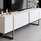 Furniture Sets - Furniture Set White Luxury - Coffee Table + TV Furniture - Golden Frame - Dimehouse