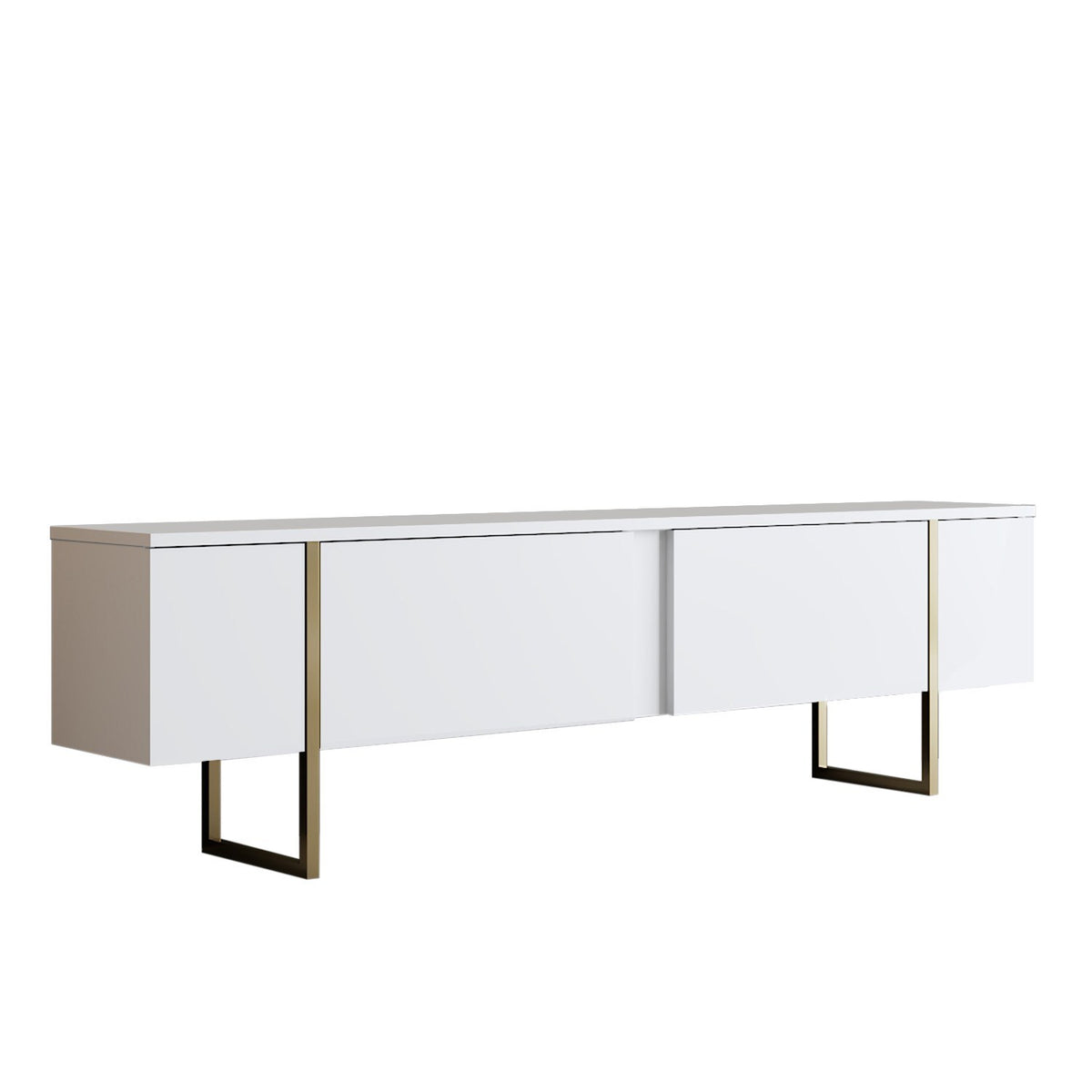 Furniture Sets - Furniture Set White Luxury - Coffee Table + TV Furniture - Golden Frame - Dimehouse