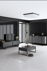 Sideboards - Modern Sideboard Anthracite Luxury 160x80x35 - Black Frame - Dimehouse