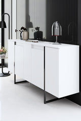Sideboards - Modern Sideboard White Luxury 160x80x35 - Black Frame - Dimehouse