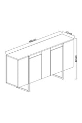 Sideboards - Modern Sideboard White Luxury 160x80x35 - Black Frame - Dimehouse