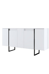Sideboards - Modern Sideboard White Luxury 160x80x35 - Black Frame - Dimehouse