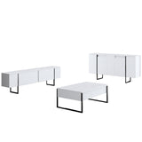 Sideboards - Modern Sideboard White Luxury 160x80x35 - Black Frame - Dimehouse