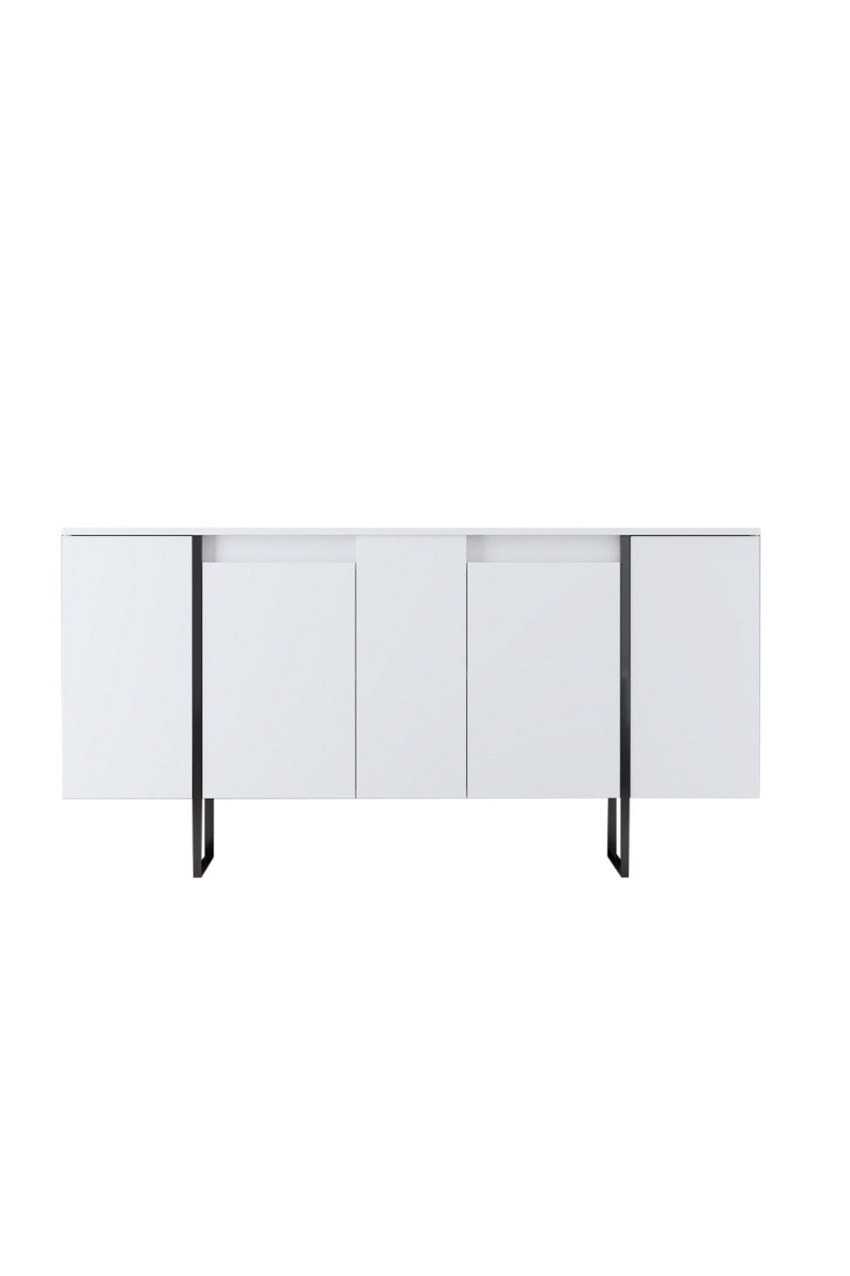 Sideboards - Modern Sideboard White Luxury 160x80x35 - Black Frame - Dimehouse