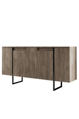 Sideboards - Modern Sideboard Walnut Luxury 160x80x35 - Black Frame - Dimehouse