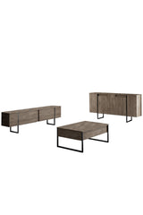 Sideboards - Modern Sideboard Walnut Luxury 160x80x35 - Black Frame - Dimehouse