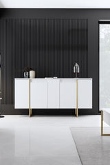 Sideboards - Modern Sideboard White Luxury 160x80x35 - Golden Frame - Dimehouse