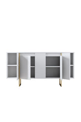 Sideboards - Modern Sideboard White Luxury 160x80x35 - Golden Frame - Dimehouse