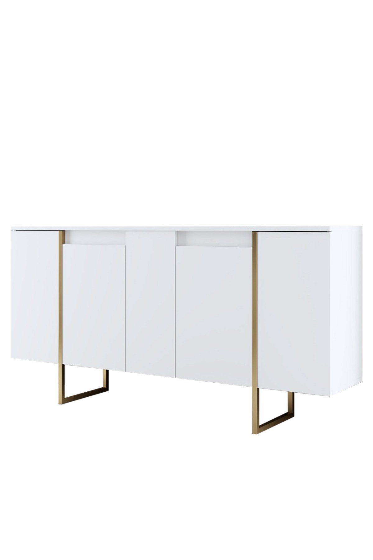 Sideboards - Modern Sideboard White Luxury 160x80x35 - Golden Frame - Dimehouse
