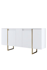 Sideboards - Modern Sideboard White Luxury 160x80x35 - Golden Frame - Dimehouse