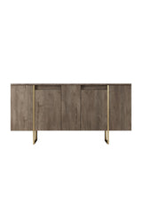 Sideboards - Modern Sideboard Walnut Luxury 160x80x35 - Golden Frame - Dimehouse