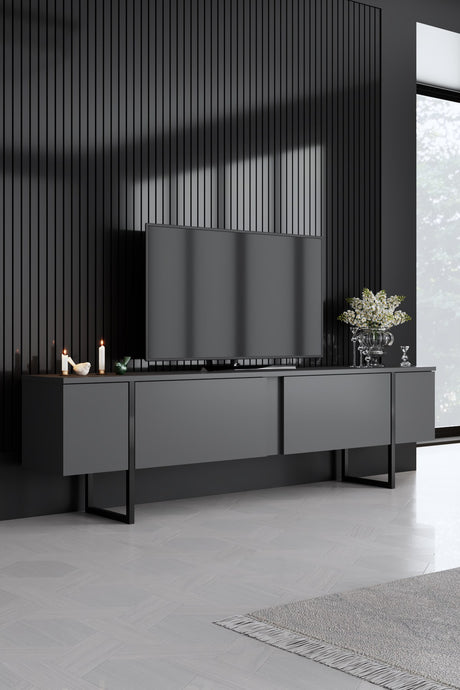 Furniture Sets - Furniture Set Anthracite Luxury - Coffee Table + TV Furniture + Dresser - Black Frame - Dimehouse