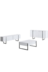 Furniture Sets - Furniture Set White Luxury - Coffee Table + TV Furniture + Dresser - Black Frame - Dimehouse