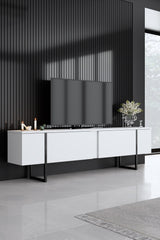 Furniture Sets - Furniture Set White Luxury - Coffee Table + TV Furniture + Dresser - Black Frame - Dimehouse