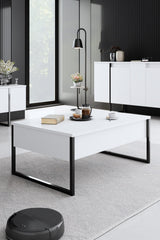 Furniture Sets - Furniture Set White Luxury - Coffee Table + TV Furniture + Dresser - Black Frame - Dimehouse