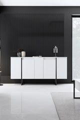 Furniture Sets - Furniture Set White Luxury - Coffee Table + TV Furniture + Dresser - Black Frame - Dimehouse