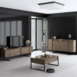 Furniture Sets - Furniture Set Walnut Luxury - Coffee Table + TV Furniture + Dresser - Black Frame - Dimehouse