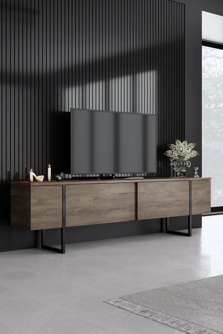Furniture Sets - Furniture Set Walnut Luxury - Coffee Table + TV Furniture + Dresser - Black Frame - Dimehouse