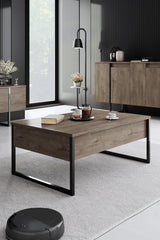 Furniture Sets - Furniture Set Walnut Luxury - Coffee Table + TV Furniture + Dresser - Black Frame - Dimehouse