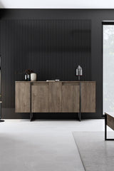 Furniture Sets - Furniture Set Walnut Luxury - Coffee Table + TV Furniture + Dresser - Black Frame - Dimehouse