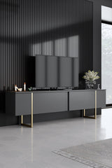 Furniture Sets - Furniture Set Anthracite Luxury - Coffee Table + TV Furniture + Sideboard - Golden Frame - Dimehouse