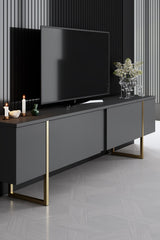 Furniture Sets - Furniture Set Anthracite Luxury - Coffee Table + TV Furniture + Sideboard - Golden Frame - Dimehouse