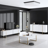Furniture Sets - Furniture Set White Luxury - Coffee Table + TV Furniture + Dresser - Golden Frame - Dimehouse