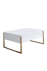 Furniture Sets - Furniture Set White Luxury - Coffee Table + TV Furniture + Dresser - Golden Frame - Dimehouse