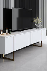 Furniture Sets - Furniture Set White Luxury - Coffee Table + TV Furniture + Dresser - Golden Frame - Dimehouse