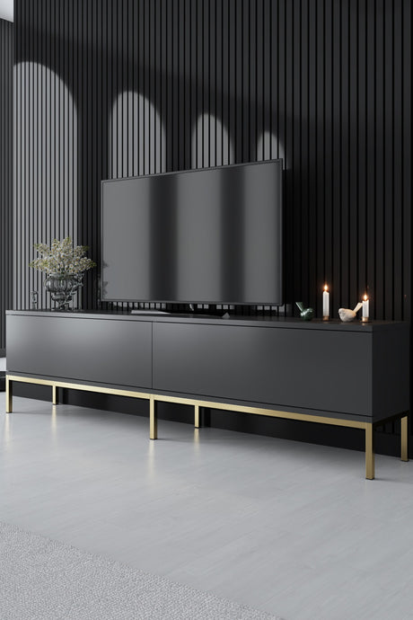 Furniture Sets - Furniture Set Anthracite Lord - Coffee Table + TV Furniture + Sideboard - Golden Frame - Dimehouse