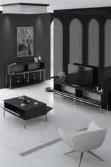 Furniture Sets - Furniture Set Anthracite Lord - Coffee Table + TV Furniture + Sideboard - Golden Frame - Dimehouse