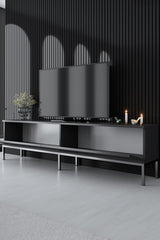 TV Furniture - TV Furniture Lord Anthracite Silver Melamine 180x47x30 cm - Dimehouse