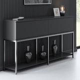 Sideboards - Modern Sideboard Anthracite Lord 150x30x80 - Silver Frame - Two Compartments - Dimehouse
