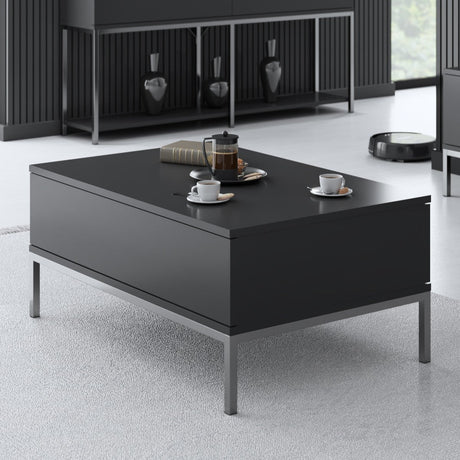 Coffee tables - Rectangular Coffee Table Anthracite Lord 90x60 - Silver Frame - Dimehouse