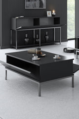 Coffee tables - Rectangular Coffee Table Anthracite Lord 90x60 - Silver Frame - Dimehouse