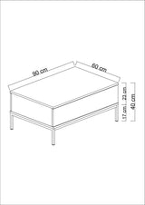 Coffee tables - Rectangular Coffee Table Anthracite Lord 90x60 - Silver Frame - Dimehouse
