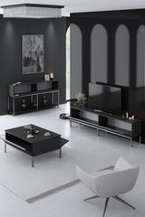 Furniture Sets - Furniture Set Anthracite Lord - Coffee Table + TV Furniture + Sideboard - Silver Frame - Dimehouse