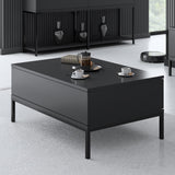 Coffee tables - Rectangular Coffee Table Anthracite Lord 90x60 - Black Frame - Dimehouse