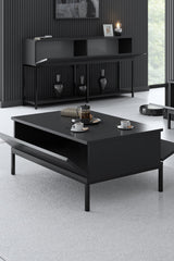 Coffee tables - Rectangular Coffee Table Anthracite Lord 90x60 - Black Frame - Dimehouse