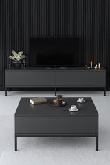 Furniture Sets - Furniture Set Anthracite Lord - Coffee Table + TV Furniture + Sideboard - Black Frame - Dimehouse