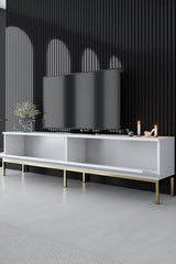 TV Furniture - TV Furniture Lord White Gold Melamine 180x47x30 cm - Dimehouse