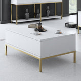 Coffee Tables - Rectangular Coffee Table White Lord 90x60 - Golden Frame - Dimehouse