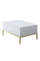 Coffee Tables - Rectangular Coffee Table White Lord 90x60 - Golden Frame - Dimehouse