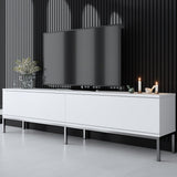 TV Furniture - TV Furniture Lord White Silver Melamine 180x47x30 cm - Dimehouse