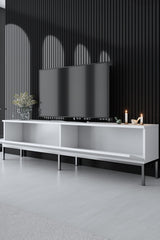 TV Furniture - TV Furniture Lord White Silver Melamine 180x47x30 cm - Dimehouse