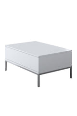 Coffee Tables - Rectangular Coffee Table White Lord 90x60 - Silver Frame - Dimehouse