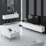 Furniture Sets - Furniture Set White Lord - Coffee Table + TV Furniture + Sideboard - Silver Frame - Dimehouse