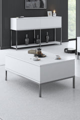 Furniture Sets - Furniture Set White Lord - Coffee Table + TV Furniture + Sideboard - Silver Frame - Dimehouse