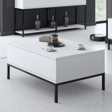 Coffee Tables - Rectangular Coffee Table White Lord 90x60 - Black Frame - Dimehouse