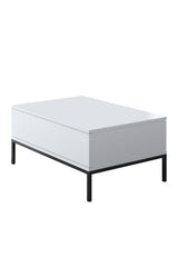 Coffee Tables - Rectangular Coffee Table White Lord 90x60 - Black Frame - Dimehouse
